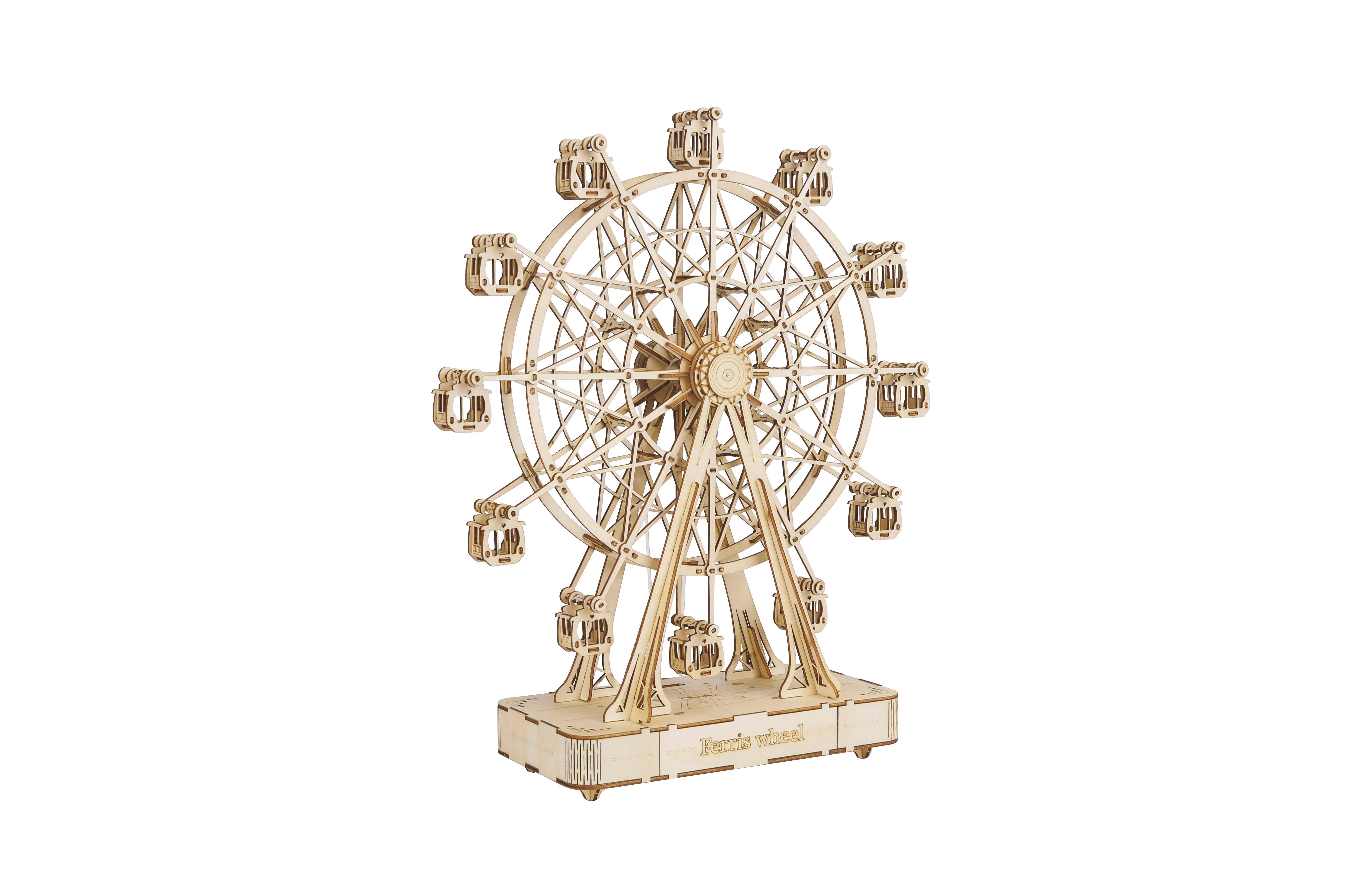 3D Puzzle DIY Handmade Wooden Puzzle Color Love Ferris Wheel Model Puzzle